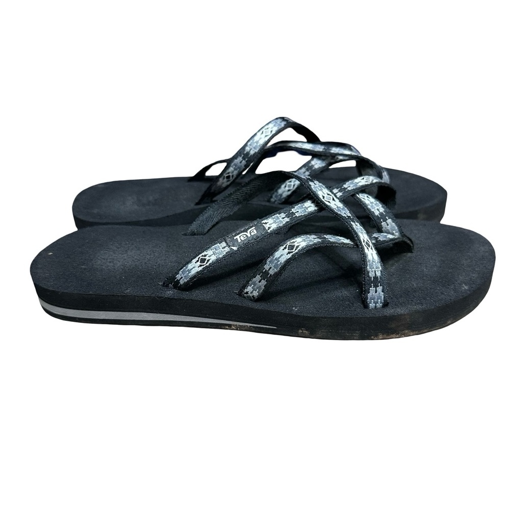 Teva Olowahu Flip-Flop Black Size 9 Strappy Slip On Sandals Comfort Summer